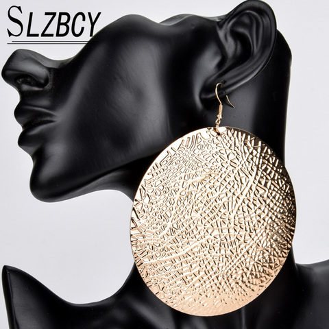 Hip Hop Oversize Big Round Dangle Earrings For Women Gold Silver Color Metal Alloy Exaggerate Personality Large Earring Jewelry ► Photo 1/6