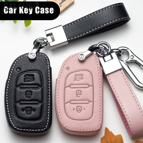 Leather Car Key Cover Case For Hyundai Tucson Sonata Fe Creta ix25 ix35 ix45 i10 i20 i30 i40 Verna Solaris Mistra Elantra Accent ► Photo 1/6