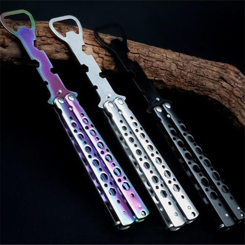 Multifunction Portable Stainless Steel Bottle Opener Butterfly Knife Style Trainer Tool Metal Beer Supplies Outdoor Camping prop ► Photo 1/6