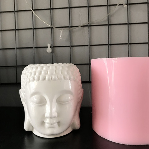 Buddha Head Silicone Mold for Candlestick Tray Making DIY Flower Pot Vase Concrete Pen Holder Planter Mould ► Photo 1/4