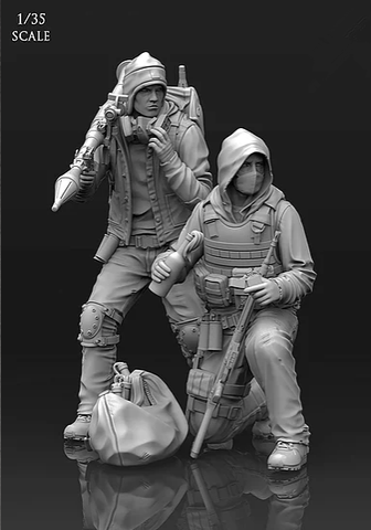 1/35 Resin Figures Model kits  Two Figures Unassambled Unpainted 733-1 ► Photo 1/1