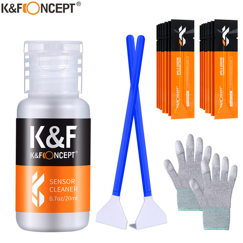 K&F Concept 24mm APS cleaning kits 16Pcs cleaning stick 20ml cleaning liquid PU dust-free rubber gloves for DSLR Cameras ► Photo 1/6