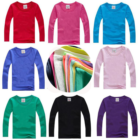 Boys Girls Long Sleeve T Shirts For Children Cotton T Shirts Solid Shirt Kids Tops Baby Clothes For children t-shirt 2-9 Yrs ► Photo 1/6