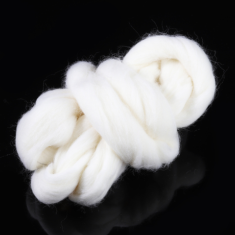 50g Fluffy Soft Wool Fiber White Merino Dyed Wool Tops Roving Wool Fibre For Needle Felting Spinning Sewing Projects ► Photo 1/5