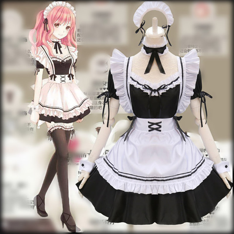 Amine Cute Lolita French Maid Cosplay Costume Dress Girls Woman Waitress Maid Party Stage Costumes Uniform lovers ► Photo 1/6