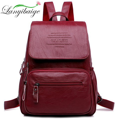 2022 Women Leather Backpacks High Quality Ladies Bagpack Luxury Designer Large Capacity Casual Daypack Sac A Dos Girl Mochilas ► Photo 1/6