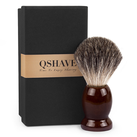 Qshave Man Pure Badger Hair Shaving Brush Wood 100% for Razor Double Edge Safety Straight Classic Safety Razor Brush ► Photo 1/6