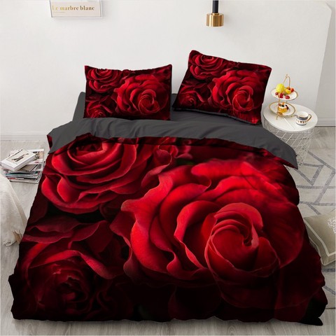 3D Bedding Set Custom Single Queen King Size 3PCS Duvet Cover Set Blanket/Quilt Pillow Case Rose Bed Set For Wedding Microfiber ► Photo 1/1