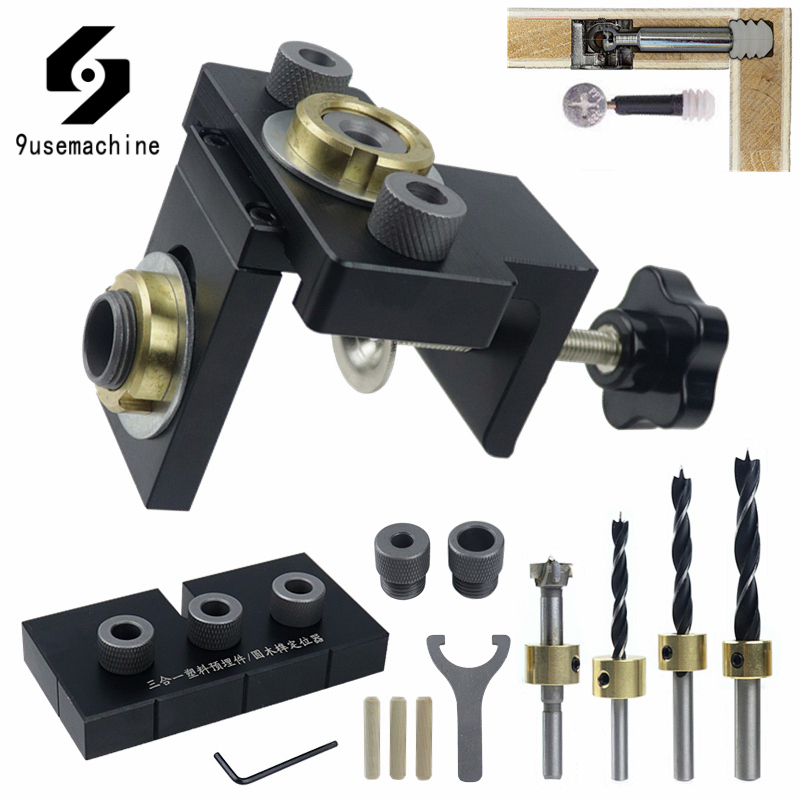 Buy Online Adjustable Woodworking 3 In 1 Doweling Jig Kit Pocket Hole Jig Drilling Guide Locator For Furniture Connecting Hole Puncher Tool Alitools