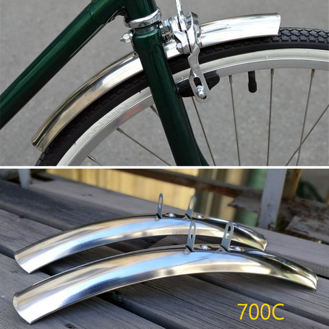 1 set Retro Bike Front Rear Fenders 700C 23C 25C Stainless Steel Mud Guard Wing Road Bicycle Mudguard Fender Parts ► Photo 1/6