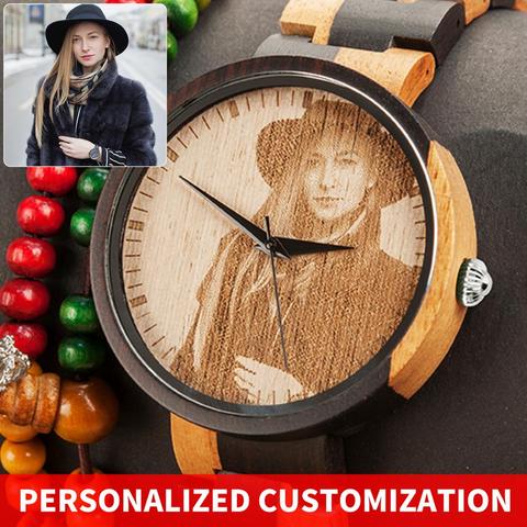 BOBO BIRD Personalized Watch Customized Photo Wooden Wristwatches Christmas Gift Birthday Present Anniversary Gift reloj hombre ► Photo 1/6