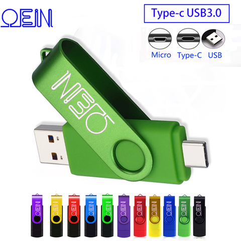 OTG 3 IN 1 pen drive 128GB Type-C usb 3.0 flash drives 256GB pendrive 16GB Key usb stick 32GB cle usb memory 64GB  Free micro- ► Photo 1/6