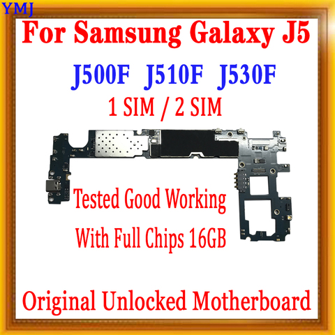 Original Motherboard For Samsung Galaxy J5 J500F J510F J530F Unlocked Motherboard Full Chips Android System Unlock Logic Board ► Photo 1/4