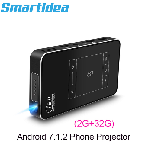 Smartldea T18 (2G+32G) Android 7.1.2 Smart Projector Mini DLP Projector Support AC3 HD 1080P Video Beamer Bluetooth Airplay DLNA ► Photo 1/6