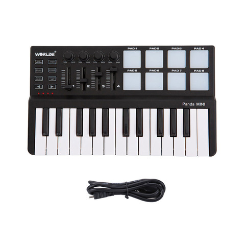 Worlde Panda mini Portable Mini 25-Key USB Keyboard and Drum Pad MIDI Controller 2 Style for optional ► Photo 1/6