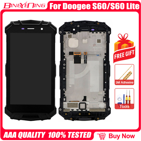 BingYeNing For DOOGEE S60 S60 Lite LCD&Touch screen Digitizer with frame display Screen phone accessories assembly replacement ► Photo 1/6