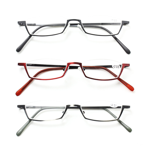 Rolipop Half Frame Readers Reading Glasses Men Prescription Eyeglasses Spring Hinges Frame Metallic Stainless Steel Clear ► Photo 1/6