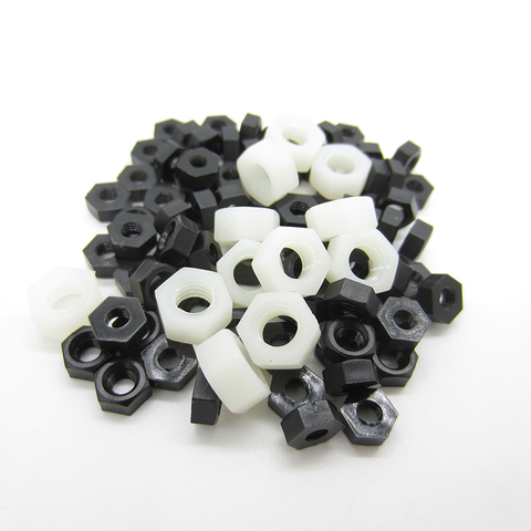 50/20Pcs DIN934 M2 M2.5 M3 M4 M5 M6 M8 M10 M12 Black/white Nylon Hex Nut Hexagon Plastic Nuts ► Photo 1/3