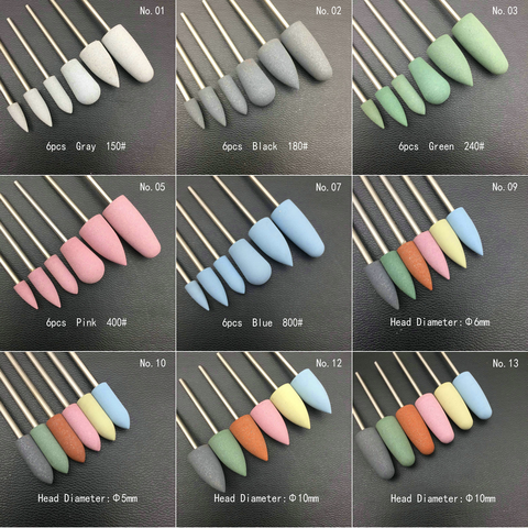 6pcs/set Rubber Silicon Nail Drill Milling Cutter for Manicure Bit Flexible Polisher Machine Electric Nail File Art Tools ► Photo 1/6