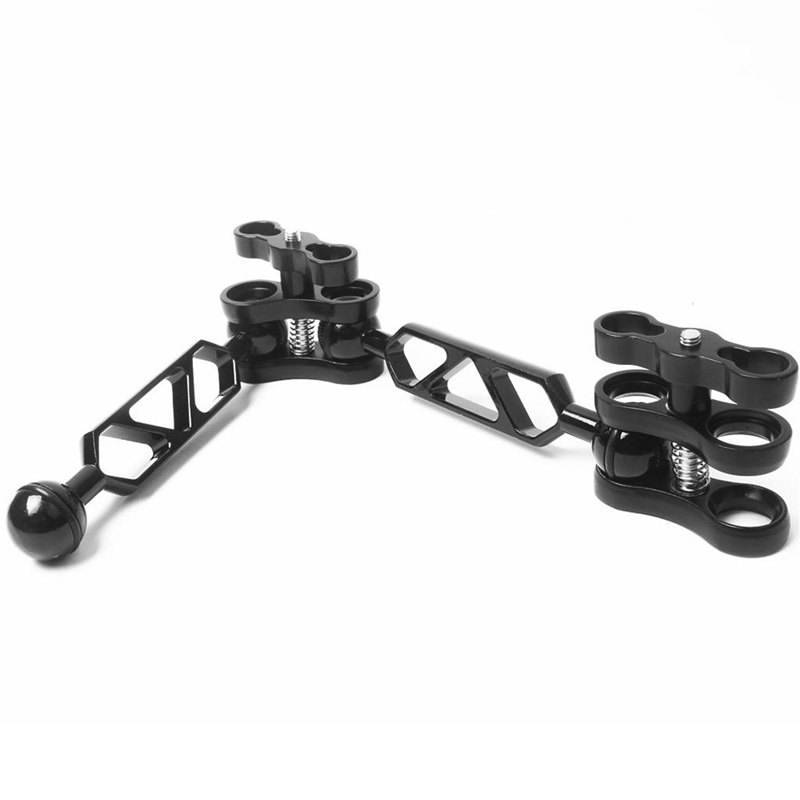 Aluminum Alloy Dual Ball Head Joint Arm Camera Clamp Mount for Underwater Diving 