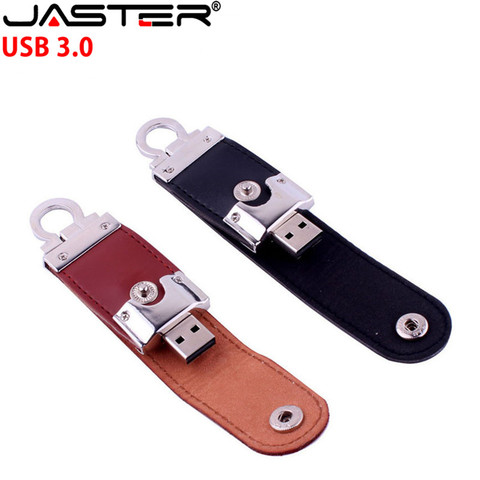 JASTER USB 3.0 customer LOGO leather usb flash drive key chain pendrive 4GB 8GB 16GB 32GB 64GB business memory stick gift ► Photo 1/6