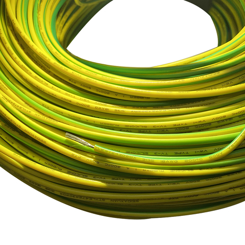Silicone wire ground wire special soft high temperature resistant UL3135 14 / 18AWG yellow and green bicolor electrostatic wire ► Photo 1/6