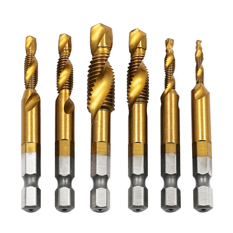 Hand Tap Drill Bits HSS 4341 Screw Spiral Point Thread M3 M4 M5 M6 M8 M10 Metalworking Hex Shank Machine Taps Kit Metric Plug ► Photo 1/6