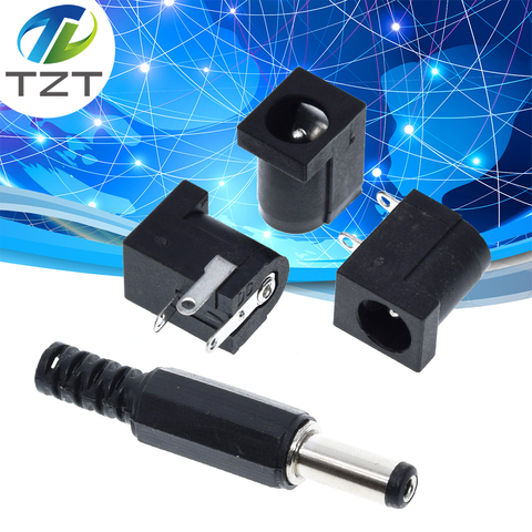 TZT 10Pcs DC-005 Black DC Power Jack Socket Connector DC005 5.5*2.1mm 2.1 socket Round the needle ► Photo 1/6