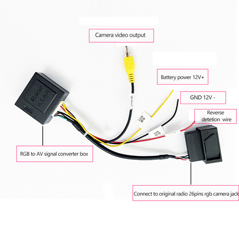 Car 26 PIN RGB to CVBS (RCA) AV Signal Converter Adapter for Original Rearview Backup Camera For VW passat CC Tiguan ► Photo 1/4