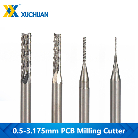0.5-3.175mm PCB Milling Cutter 3.175mm Shank CNC Routet Bit Set Tungsten Carbide End Mill ► Photo 1/5