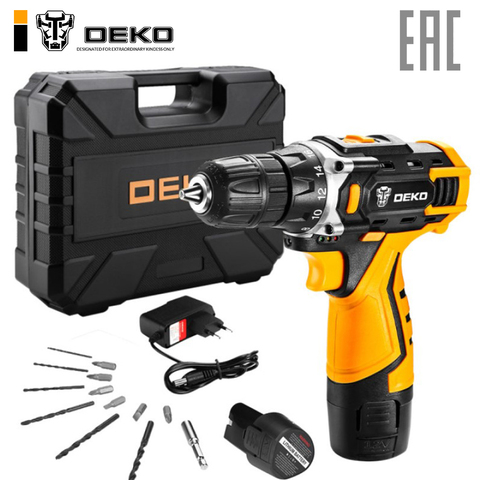 Cordless drill-screwdriver Deko 12 set3 in case + snap 13 PCs. ► Photo 1/6