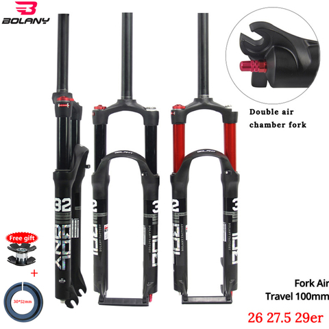 2022 New 26/27.5/29er MTB Suspension Air Fork Magnesium Alloy Double Shoulder Double Air Oil Line Lock Straight Tapered Fork ► Photo 1/6