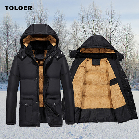 2022 New Mens Winter Jacket Warm Thicken Men Parka Coat Cotton-Padded Hooded Male Overcoat Winbreaker Detachable-Hat Outerwear ► Photo 1/6