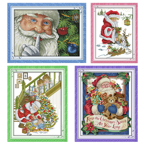 Joy Sunday Cross Stitch Kit Merry Christmas cross stitch diy thread embroidery 14CT pattern DMC  christmas decorations for home ► Photo 1/6