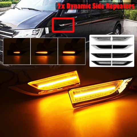 Pair Dynamic LED Side Marker Lights 12V Flowing Turn Signal Light Sequential Blinker for VW Transporter T6 Caravelle MK VI ► Photo 1/6