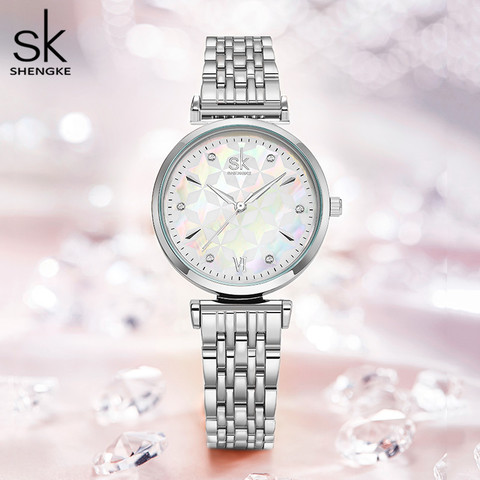 Shengke Bracelet Women Watch Silver Classical Wristwatch Gift for Women Original Design Watch Relógios Femininos ► Photo 1/6