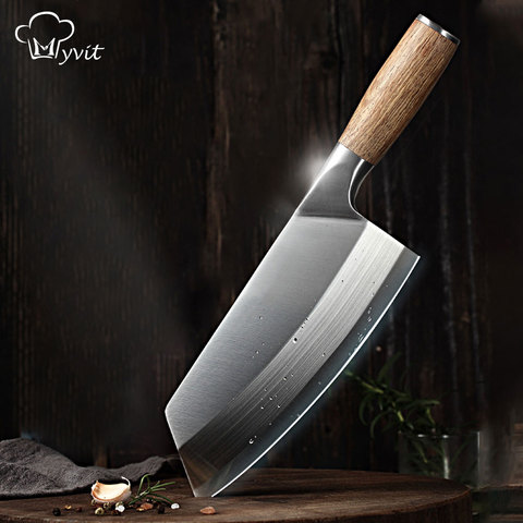 Myvit 5Cr15 Chef Knife Chinese Kitchen Knives for Meat Fish Vegetables Slicing Butcher Knife Wood Handle Cleaver ► Photo 1/6