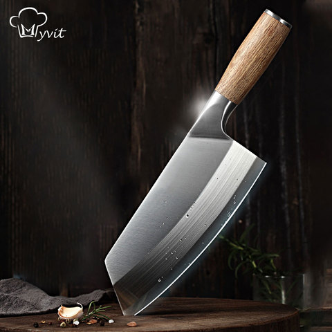 MYVIT 5CR15 Chef Knife 7 inch Chinese Kitchen Knives Meat Vegetables  Slicing Knife Super Sharp Blade Stainless Steel Cleaver