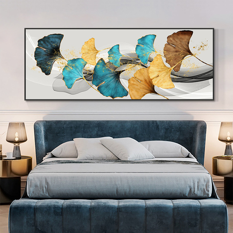 Yellow And Blue Ginkgo Leaves Oil  Painting On Canvas Print Nordic Poster Wall Art Picture For Living Room Home Decor Frameless ► Photo 1/6