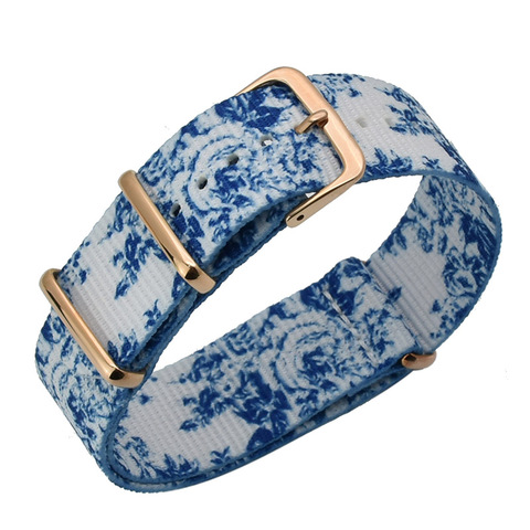 18 20mm Colorful Nato Straps Soft Watchband Replacement Washable Blue Pink Flower Printed ► Photo 1/4