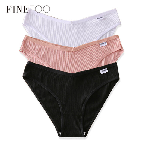 FINETOO M-2XL Women Cotton Panties Fashion Letter V Waist Underpants Low-Rise Female Underwear Girls Comfortable Briefs Lingerie ► Photo 1/6