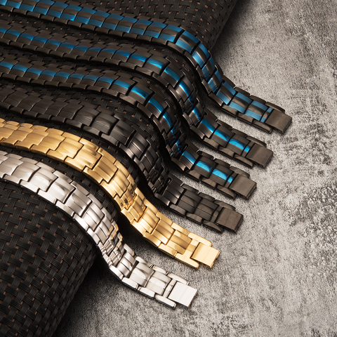 Black Bracelet Men Hand Chain Energy Health Germanium Magnetic Bracelet Male Benefits Metal Stainless Steel Bracelets For Men ► Photo 1/6