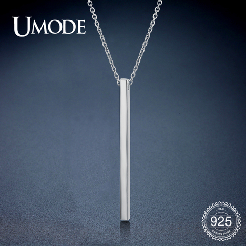 UMODE Simple Geometric 925 Sterling Silver Pendant Necklace for Women Female Long Statement Jewelry Korean Accessories ULN0192 ► Photo 1/6