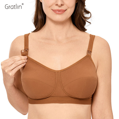 GRATLIN Women's Breathable Supportive Plus Size Cotton Maternity Nursing Bra ► Photo 1/6