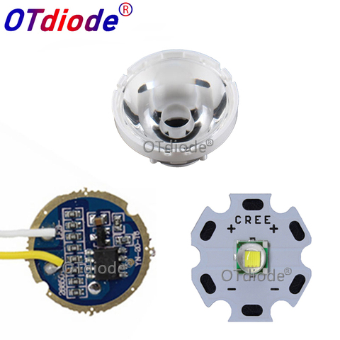 Cree XM-L LED T6 White Light with 20mm star pcb+ 3.7V 5modes led Driver +T6 15degree led Lens with Base Holder kit ► Photo 1/6