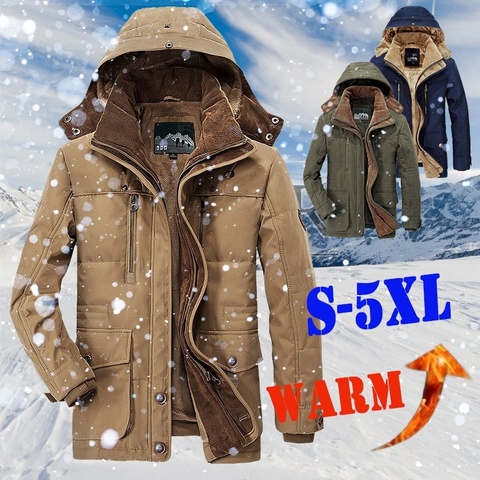 Warm Winter Jacket Men Fleece Hooded Coat Thicken Parkas Men's Jackets Outwear Hat Detachable Coats Man Jaqueta Masculina S-5XL ► Photo 1/6