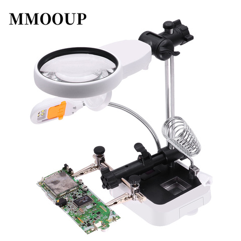 Soldering Holder Magnifying Glasses Free Hand Magnifier Loupes with Led Light Phone Screen Enlarger ► Photo 1/6