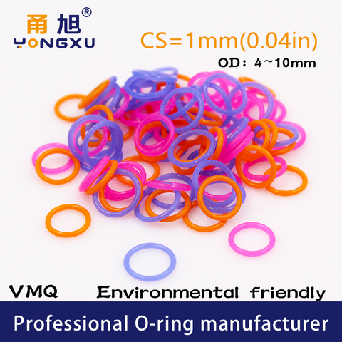 20PCS/lot multicolor Silicon rubber o-ring Silicone/VMQ Thickness 1mm OD4/5/6/7/8/9/10mm O Ring Seal Rubber Gasket Ring ► Photo 1/6