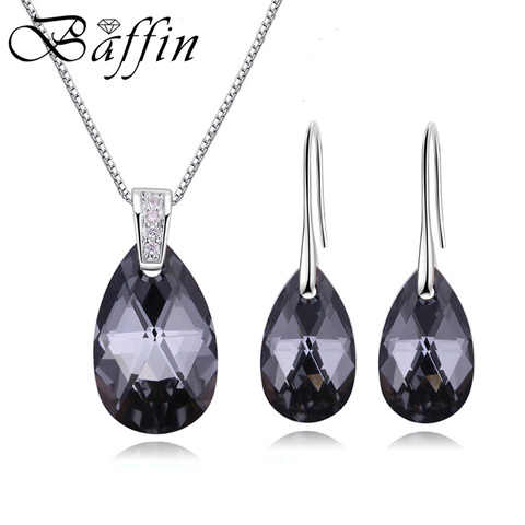 BAFFIN Genuine Crystals From Swarovski Jewelry Sets Silver Color Waterdrop Pendant Necklace Dangle Earrings For Women Joyas 2022 ► Photo 1/6