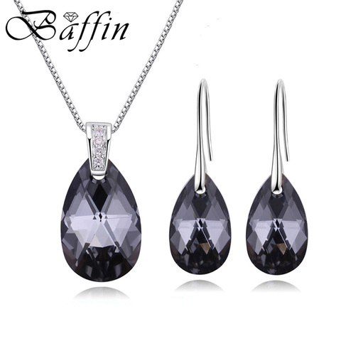 BAFFIN Genuine Crystals From Swarovski Jewelry Sets Silver Color Waterdrop Pendant Necklace Dangle Earrings For Women Joyas 2022 ► Photo 1/6